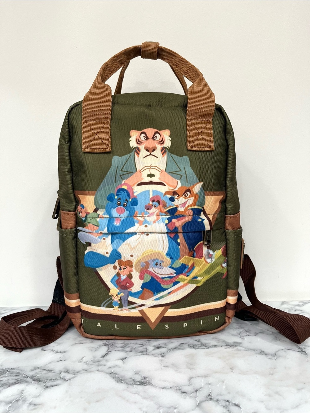 Disney Loungefly Talespin Iconic 90's cartoon mini backpack olive green canvas